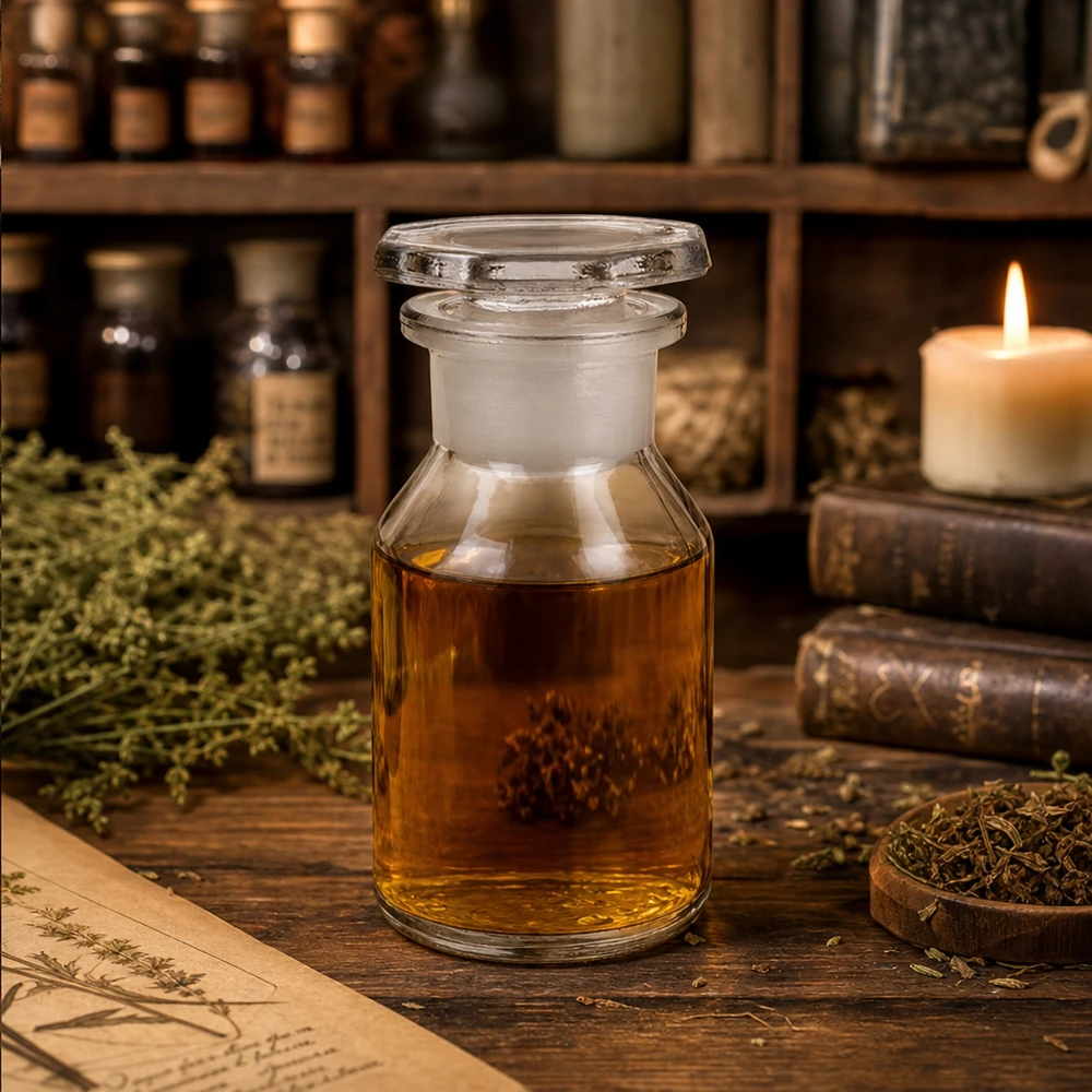 Steilbrustflasche klar 50ml mit Glasstopfen zylindrische Form für Naturheilkunde