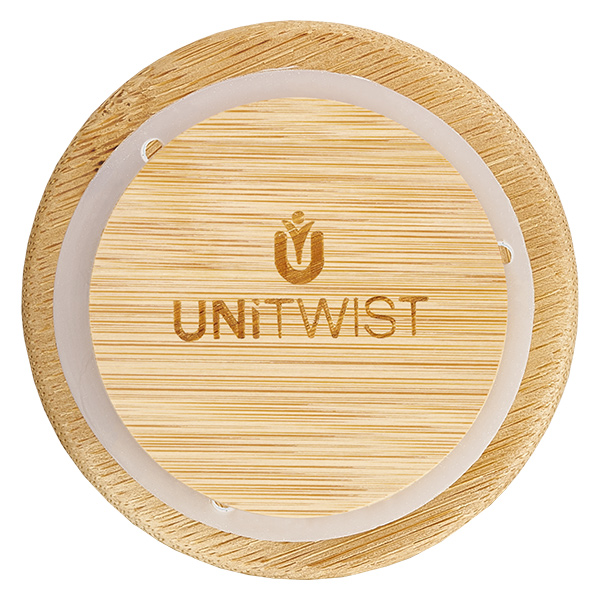 Holzdeckel (Buche) unbedruckt für WECK RR60 UNITWIST Holzdeckel RR60 Draufsicht mit eingelasertem Logo und transparentem Silikon-Dichtungsring für WECK Gläser