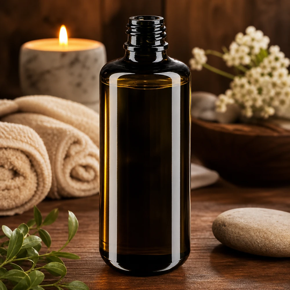 Schlanke Orion Tropfflasche 100ml aus dunklem Violettglas ideal für Kosmetik und Naturheilkunde