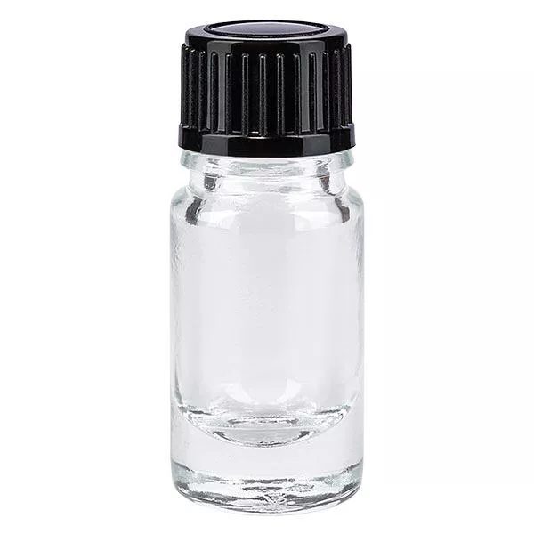 Apothekenflasche klar 5ml Tropfverschluss 1mm schwarz Standard