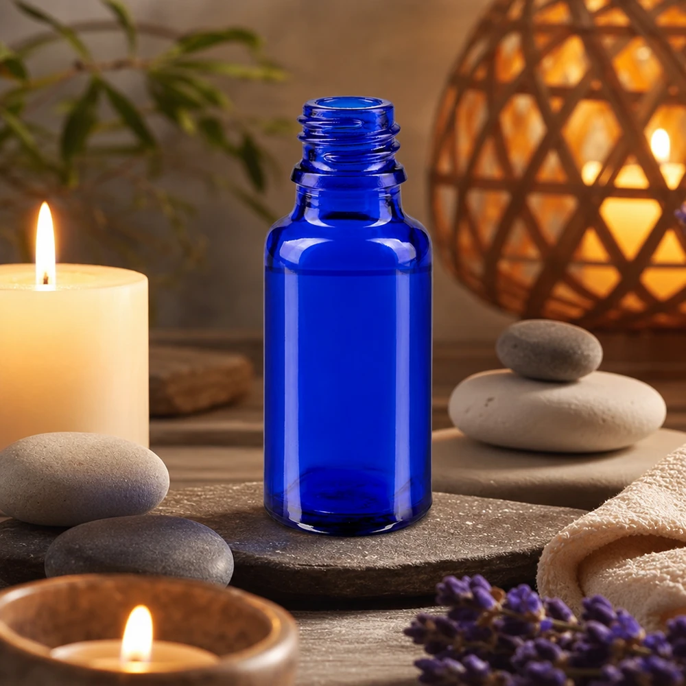 Tropfflasche 20ml DIN 18 BLAUGLAS Kompakte 20ml Apothekenflasche aus ApoGlas in strahlendem Blau für mobile Anwendungen