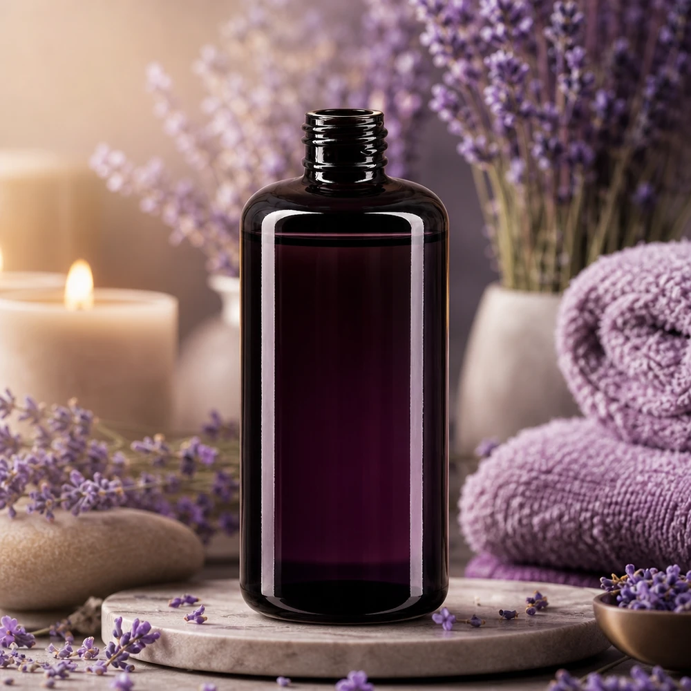 Violettglas Flasche 200ml 410/24 Lichtschutz Kosmetikflasche Draco 200ml aus speziellem Miron Violettglas für Naturprodukte