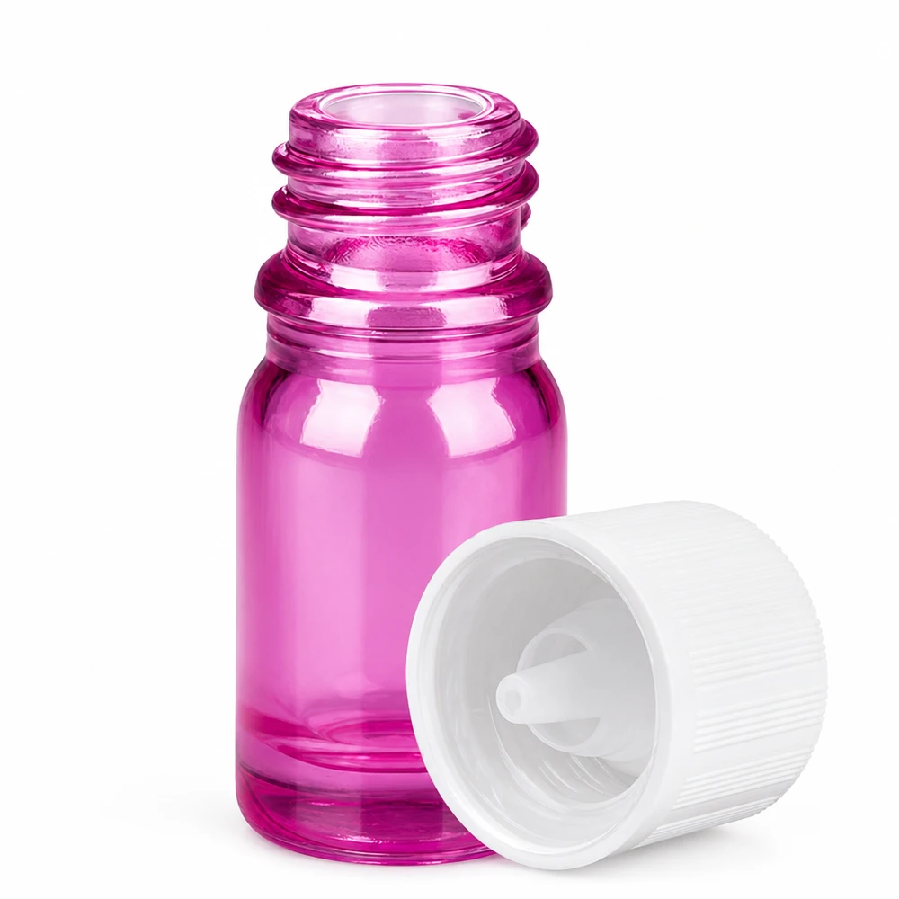 5ml Tropfflasche 1.2mm weiß Standard Kindersicher PurpleLine. UT18/5 Lila Glasflasche klein 5ml mit Tropfer für Kosmetik und Aromatherapie Anwendungen