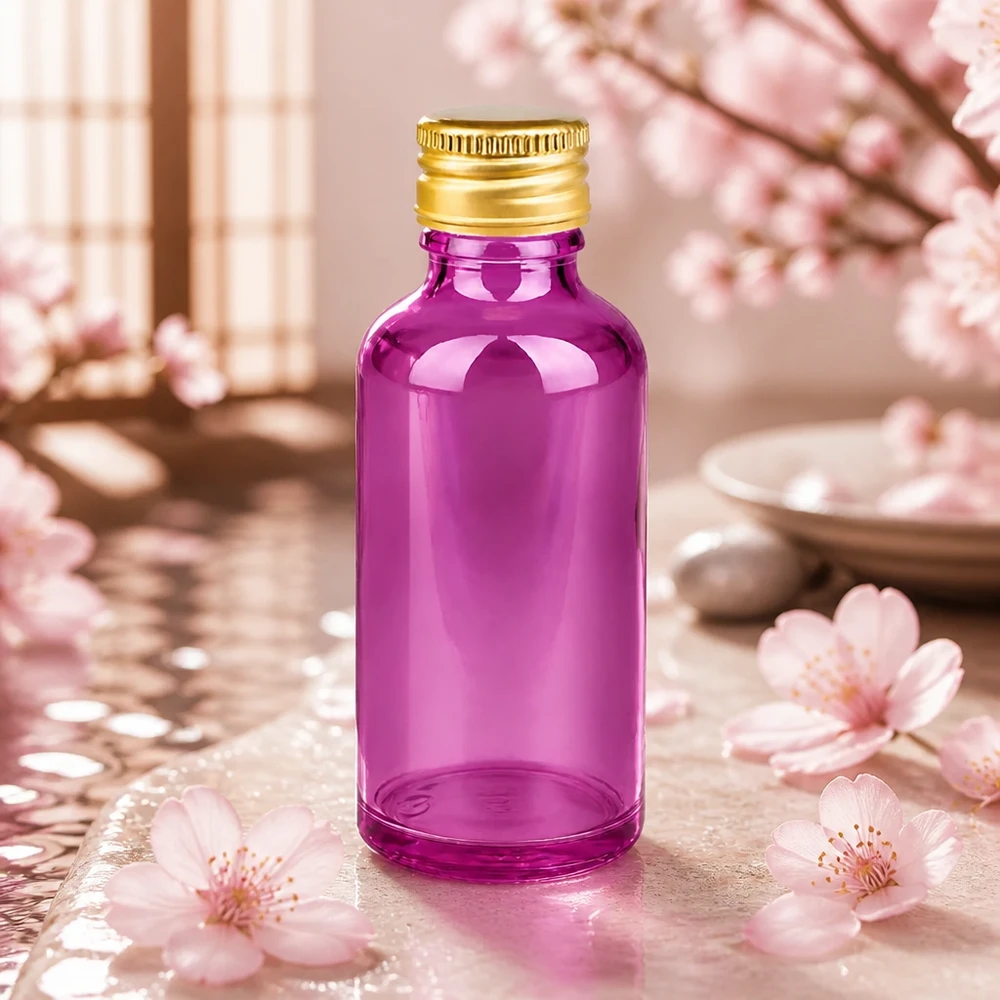 50ml Flasche 11mm Schraubverschluss Alu-Gold Standard PurpleLine. UT18/50 Handliche 50ml Violettflasche mit Anti-Leck Aluminiumkappe perfekt für Reise und unterwegs