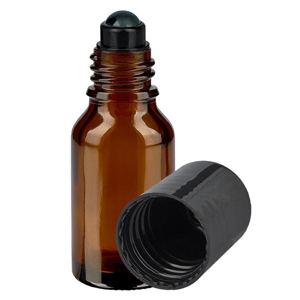 Apothekenflasche braun 15ml Roll-On Verschluss schwarz Apothekenflasche braun 15ml Roll-On Verschluss schwarz