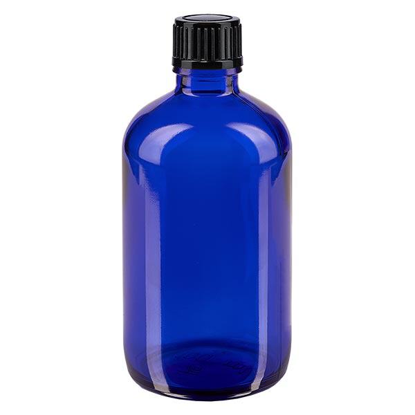 Apothekenflasche blau 100ml Schraubverschluss schwarz Standard