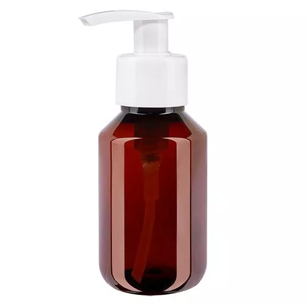 PET Flasche 100ml mit Dispenserpumpe weiß PET Flasche 100ml mit Dispenserpumpe weiß