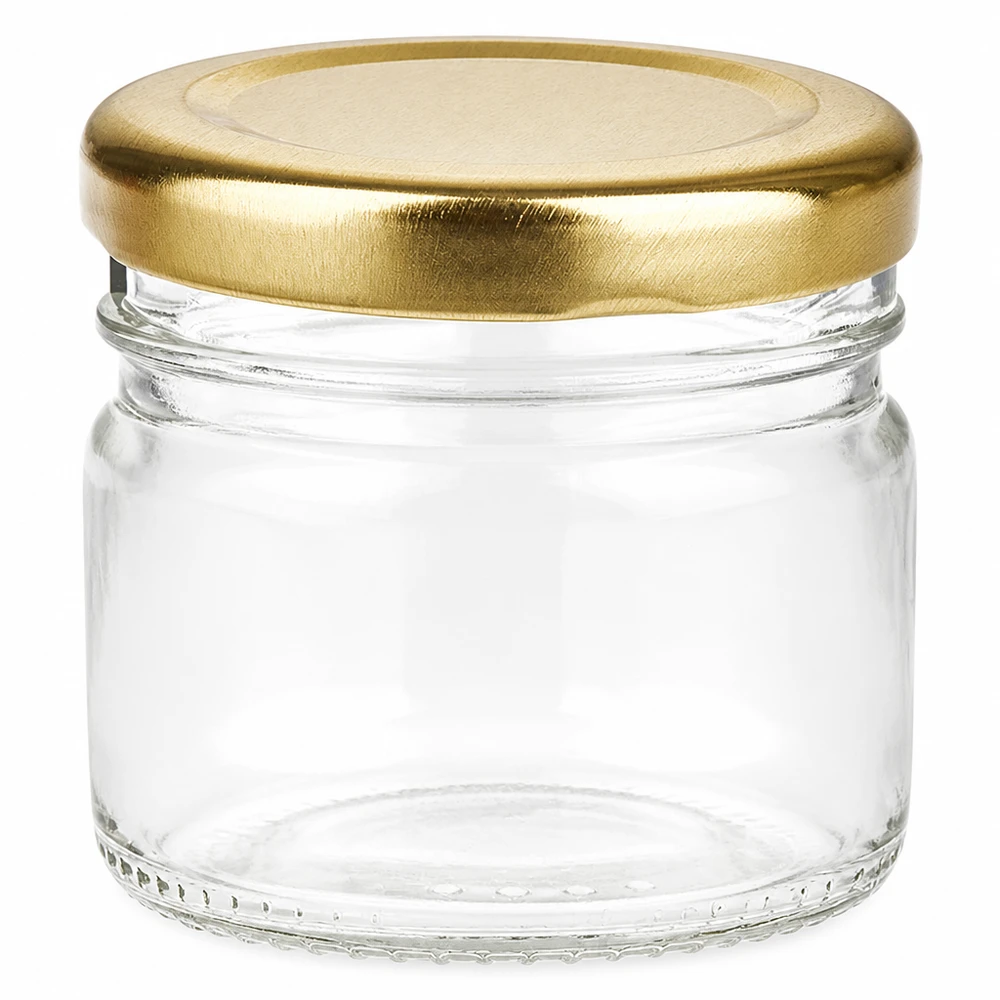 33ml Rundglas + BasicSeal Deckel gold UNiTWIST Transparentes Rundglas 33ml mit BasicSeal Deckel gold ideal zum Befüllen mit Gewürzen und Pasten