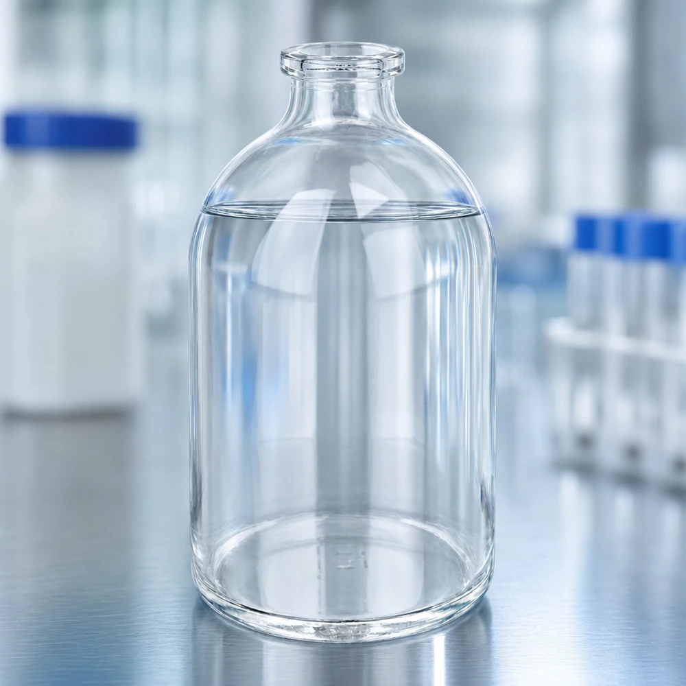Injektionsflasche Klarglas 100ml Medizinische Klarglasflasche 100ml mit glatter Außenwandung und verstärktem Standboden