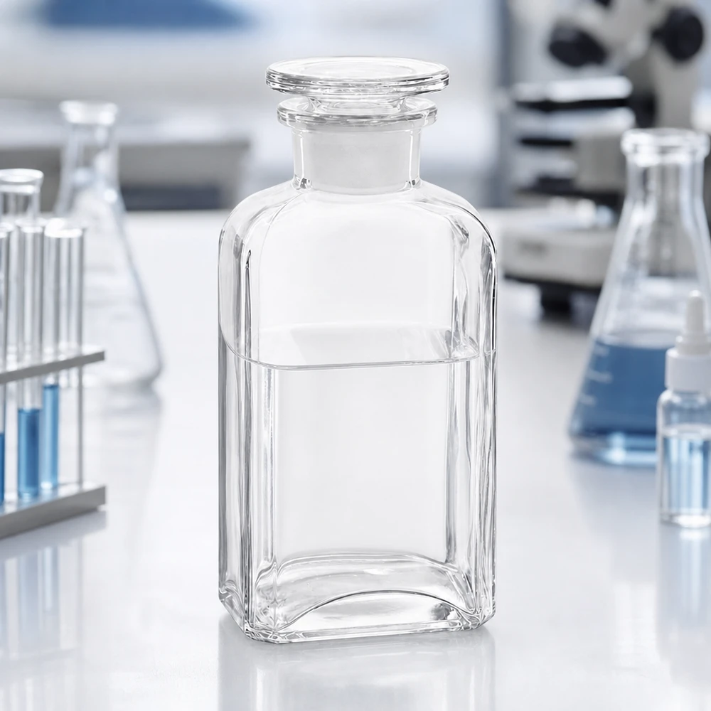 Vierkantflasche 250ml klar Weithals Glasstopfen 250ml Weithalsflasche aus Borosilikatglas vierkant klar mit rundem Glasstopfen für Reagenzien