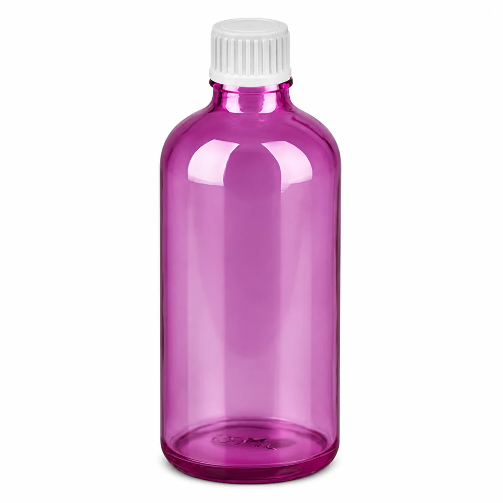100ml Tropfflasche 0.9mm weiss Standard PurpleLine UT18/100 100ml Tropfflasche in Purple Line Design für ätherische Öle und Tinkturen