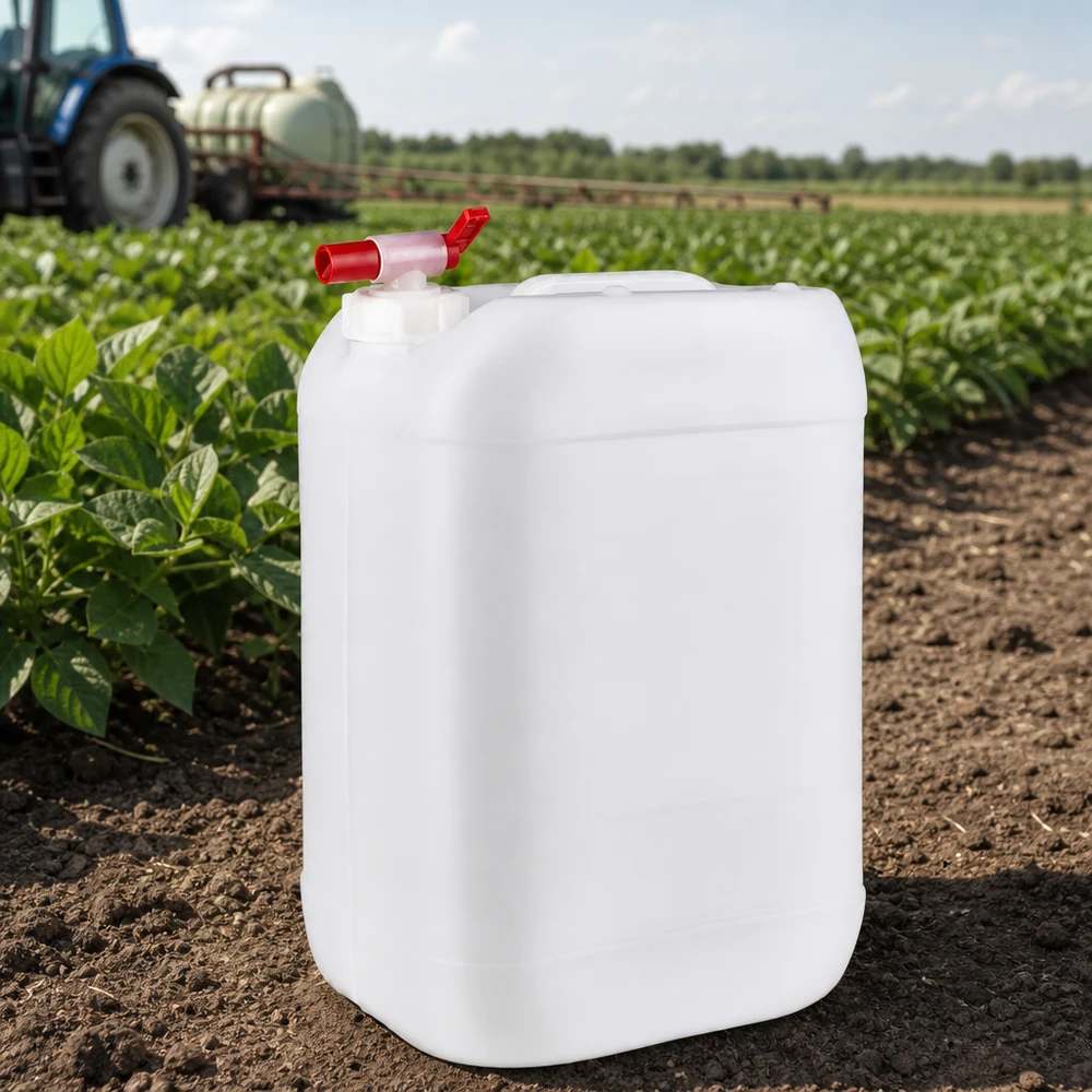 Kanister 25 Liter mit Auslaufhahn Lebensmittelechter Kunststoffkanister 25L mit Auslaufventil für Pflanzenschutzmittel
