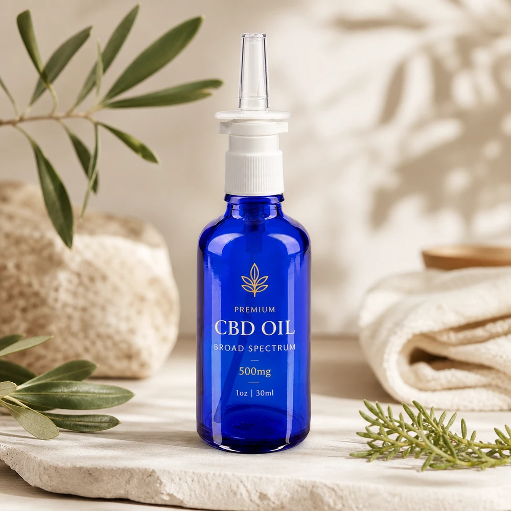 Apothekenflasche blau 50ml Nasenzerstäuber weiß Standard Nasensprayflasche aus blauem Apothekenglas 50ml schützt lichtempfindliche Wirkstoffe optimal