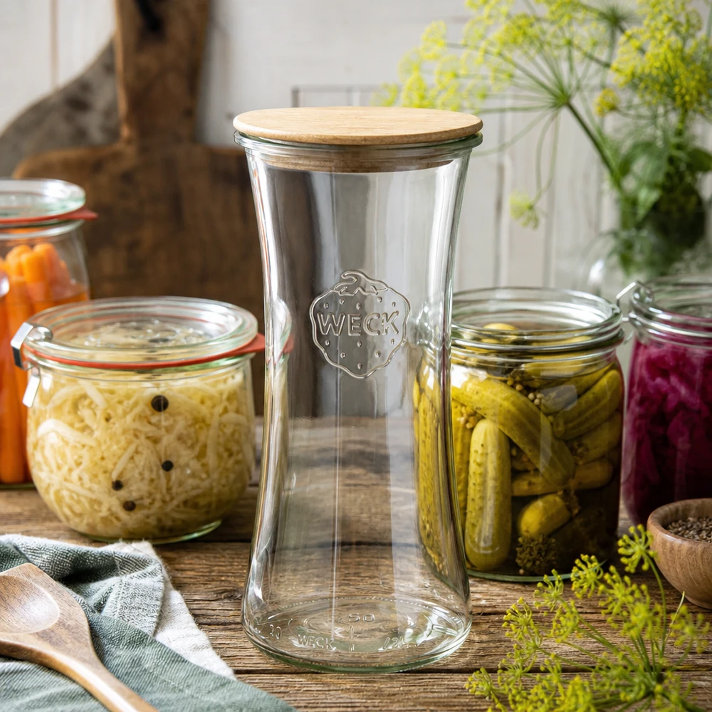 700ml Delikatessenglas WECK RR80 mit Holzdeckel