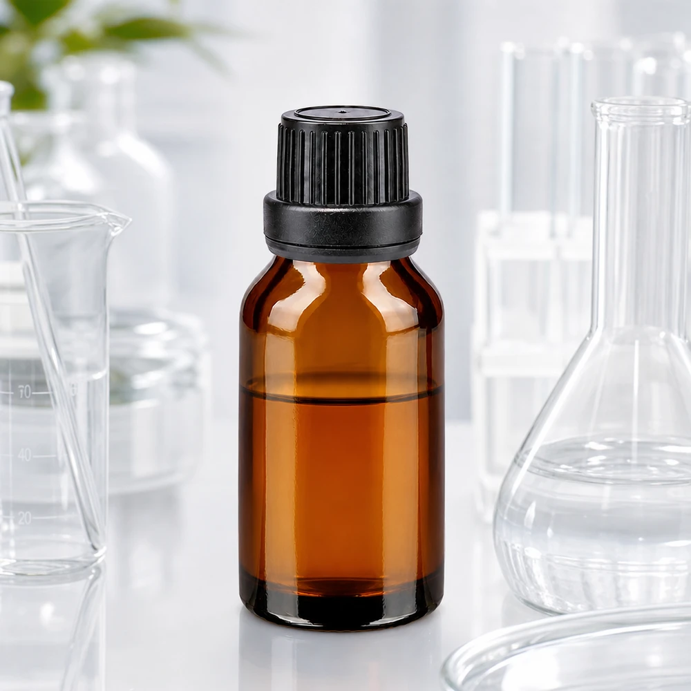 Apothekenflasche braun 15ml Schraubverschluss schwarz Dichteinlage Originalitätsverschluss 15ml Apothekerflasche aus UV-schützendem Braunglas mit schwarzem Verschluss und Dichtungsring