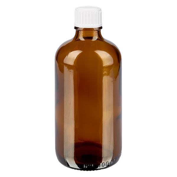 Apothekenflasche braun 100ml Schraubverschluss weiß Globuli Standard Apothekenflasche braun 100ml Schraubverschluss weiß Globuli Standard