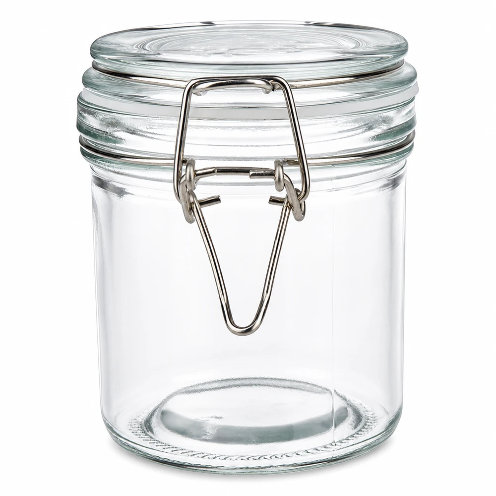 Cylindrisches Aufbewahrungsglas 250ml mit robustem Glasdeckel und praktischem Klappverschluss