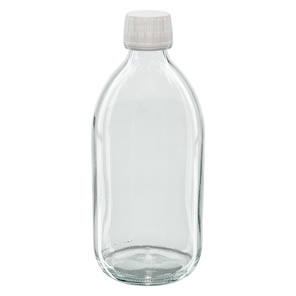 Euro-Medizinflasche 500ml,klar,Sirupform, mit Verschluss Euro-Medizinflasche 500ml,klar,Sirupform, mit Verschluss
