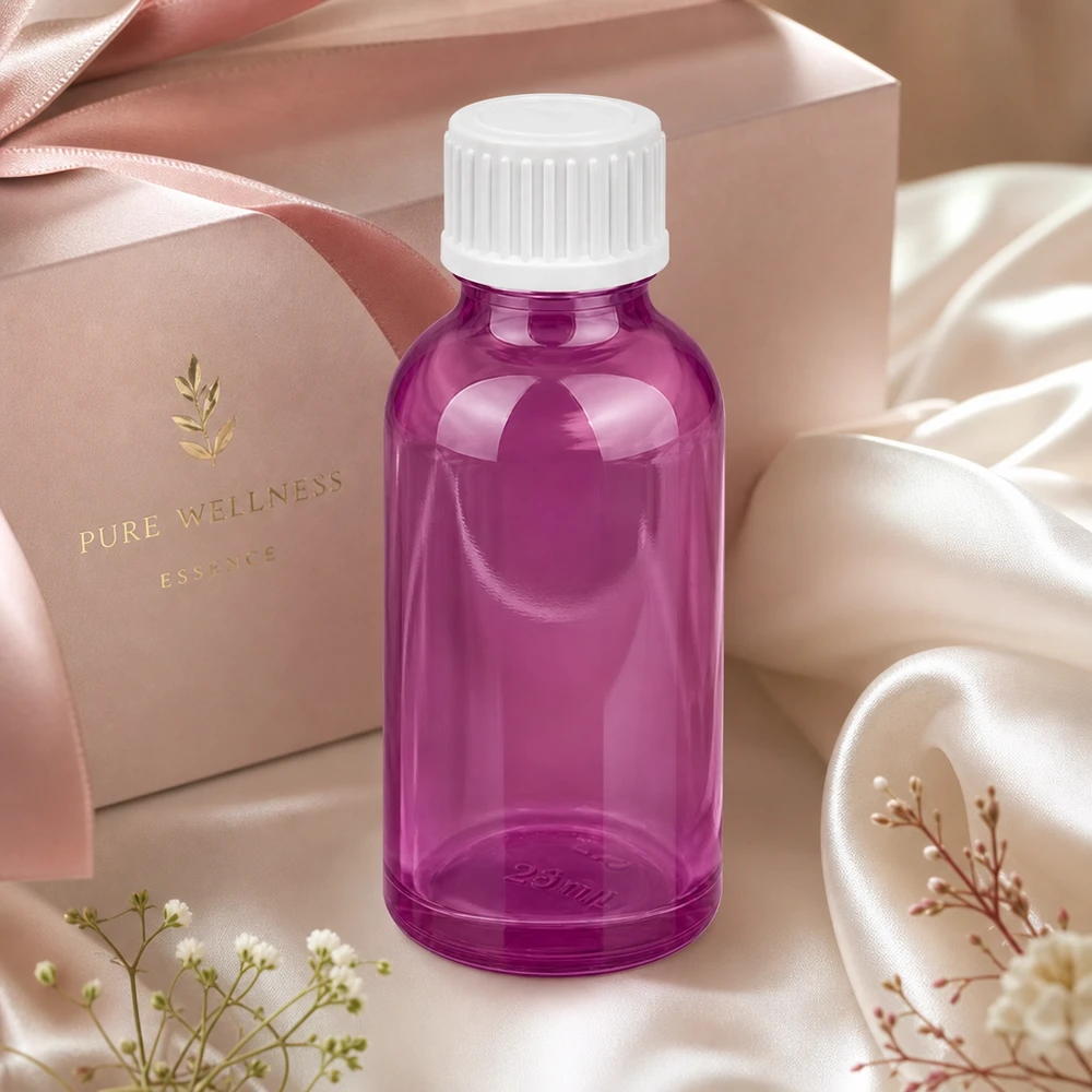 30ml Tropfflasche 0.9mm weiss Standard PurpleLine. UT18/30 30ml Violette Flasche perfekt für DIY Kosmetik und selbstgemachte Mischungen