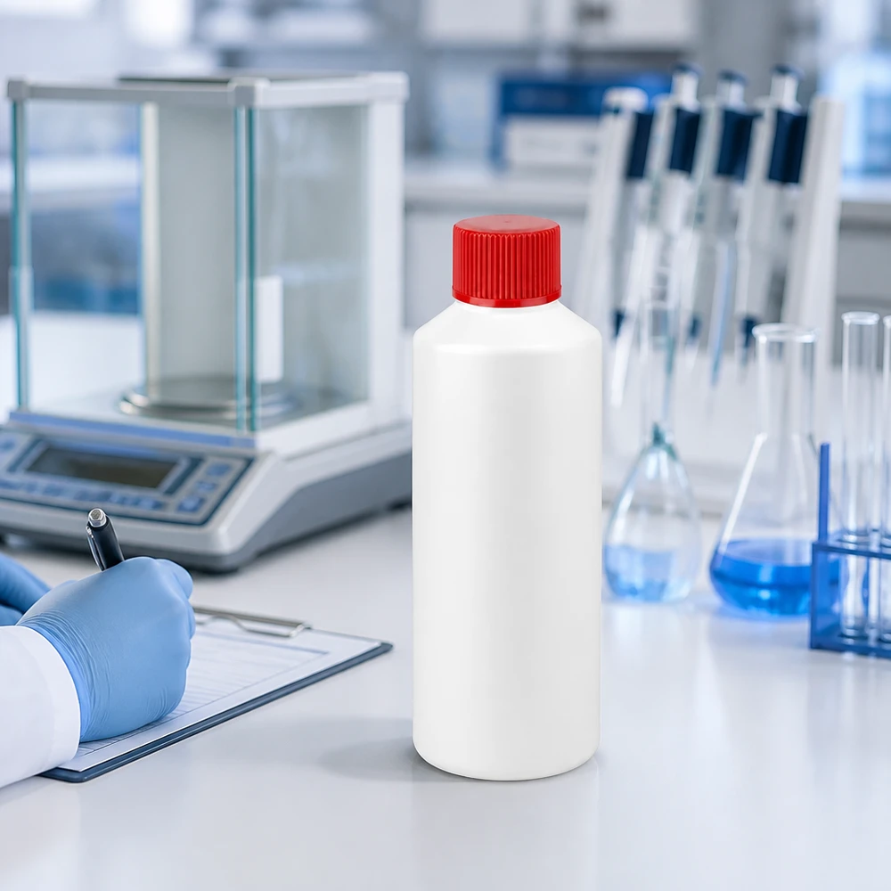Kompakte Apothekerflasche aus HDPE 100ml weiß roter Deckel für Laborchemikalien und Reagenzien