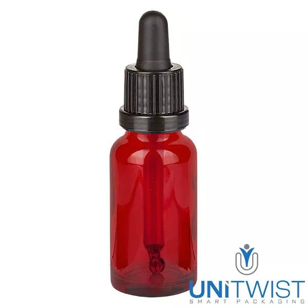 Apothekenflasche braun 30ml Pipette weiß/rot Standard Apothekenflasche braun 30ml Pipette weiß/rot Standard