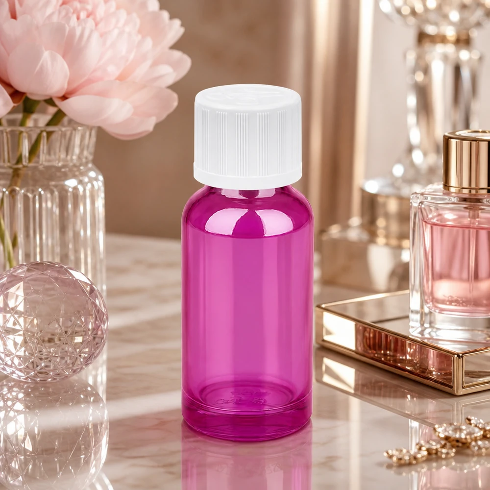 20ml Tropfflasche 1.2mm weiß Standard Kindersicher PurpleLine.UT18/20 20ml Tropfflasche UT18/20 Gewinde in stilvollem Violett für aromatherapeutische Anwendungen