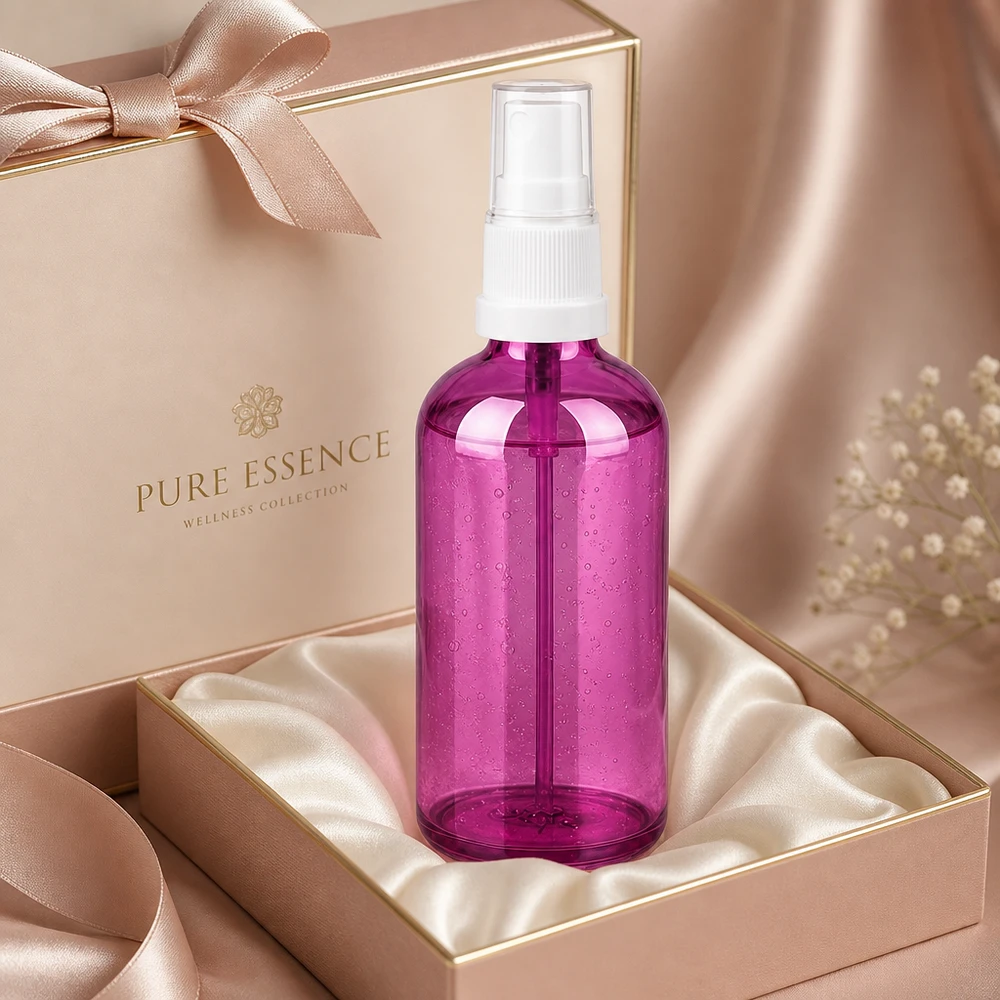 100ml Sprayflasche weiss/transparent Standard PurpleLine UT18/100 Elegante Kosmetikflasche 100ml mit Sprühaufsatz ideal für Reise und unterwegs in Purple Line