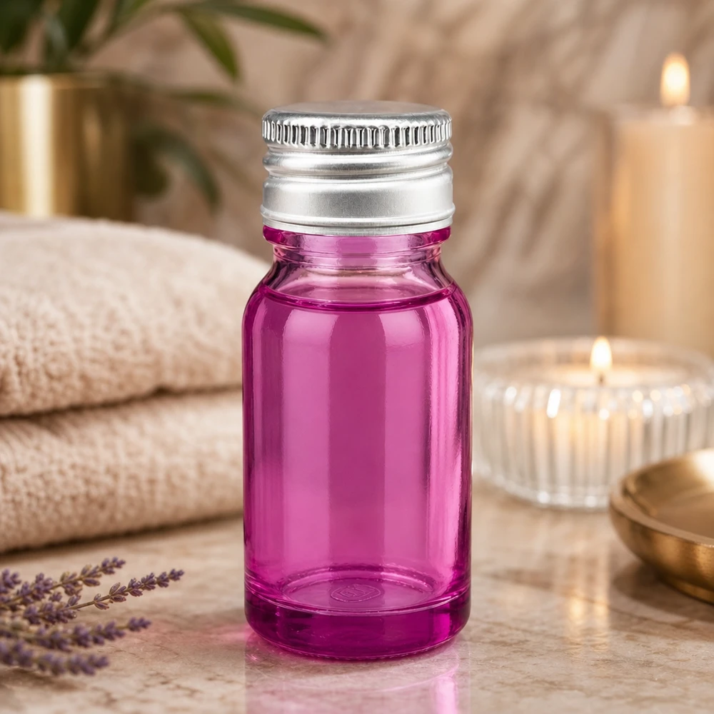 10ml Flasche 11mm Schraubverschluss Alu-Silberer Standard PurpleLine.UT18/10 Hochwertige 10ml Violettglas Flasche mit 11mm Öffnung und silbernem Verschluss für Naturkosmetik