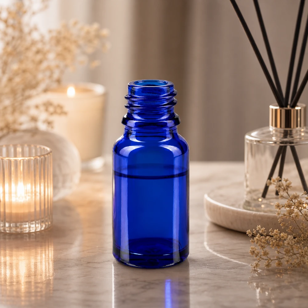 Tropfflasche 10ml DIN 18 BLAUGLAS Elegante blaue Medizinflasche 10ml aus UV-schützendem Glas für professionelle Anwendungen