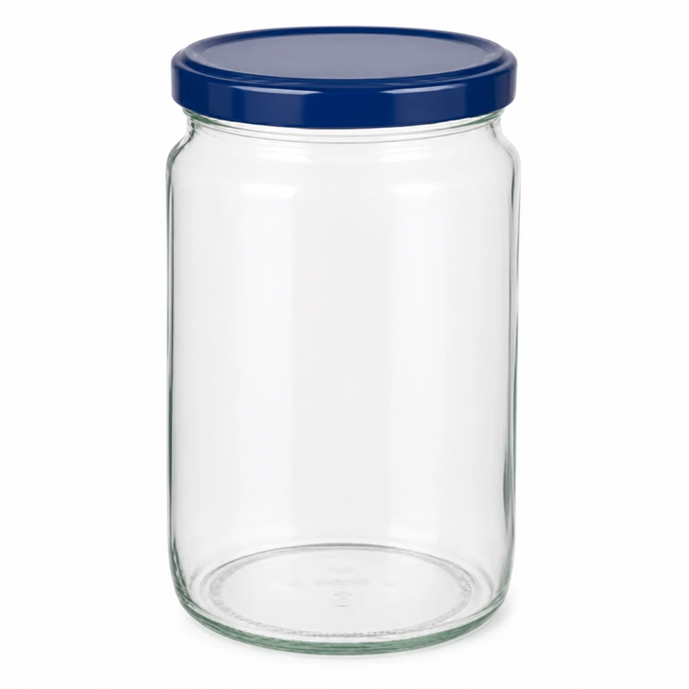 795ml Rundglas + BasicSeal Deckel blau UNiTWIST Rundglas 795ml mit blauem Schraubdeckel - elegantes Einmachglas für Küche und Vorratshaltung von Paracelsus-Versand