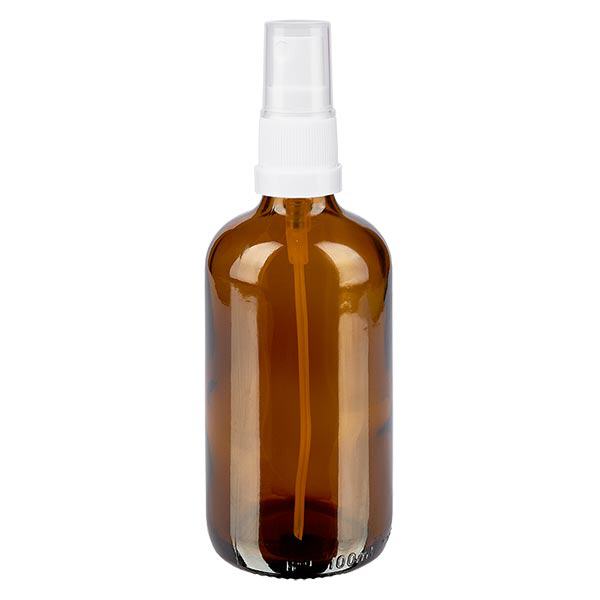 Apothekenflasche braun 100ml Sprayaufsatz weiß Apothekenflasche braun 100ml Sprayaufsatz weiß
