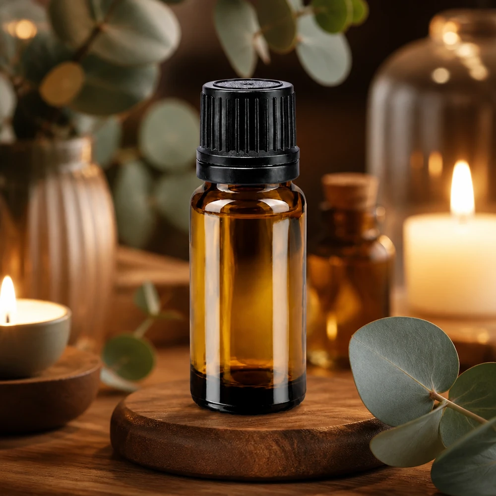 Apothekenflasche braun 10ml Tropfverschluss Giessring 1mm schwarz Originalitätsverschluss Bernsteinfarbene 10ml Apothekerglasflasche mit schwarzem OV-Deckel und ätherischem Öl