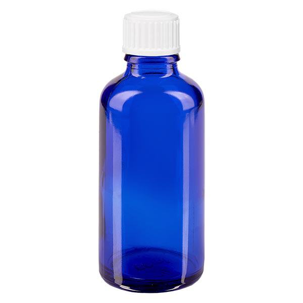 Apothekenflasche blau 50ml Schraubverschluss weiß Standard