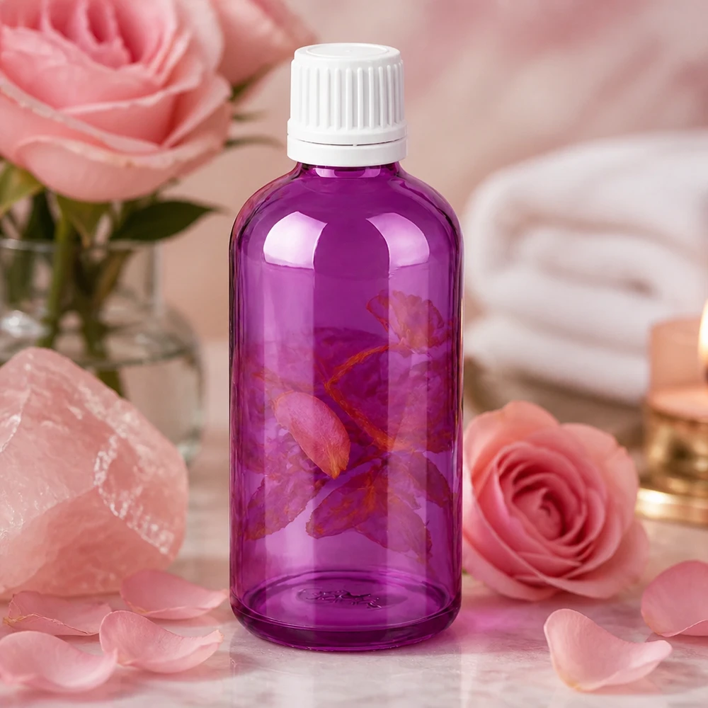 100ml Flasche 11mm Schraubverschluss weiss Originalität Schraubverschlusserschluss PurpleLine UT18/100 100ml Violettglas-Flasche mit UV-Schutz und weissem Schraubdeckel für lichtempfindliche Substanzen