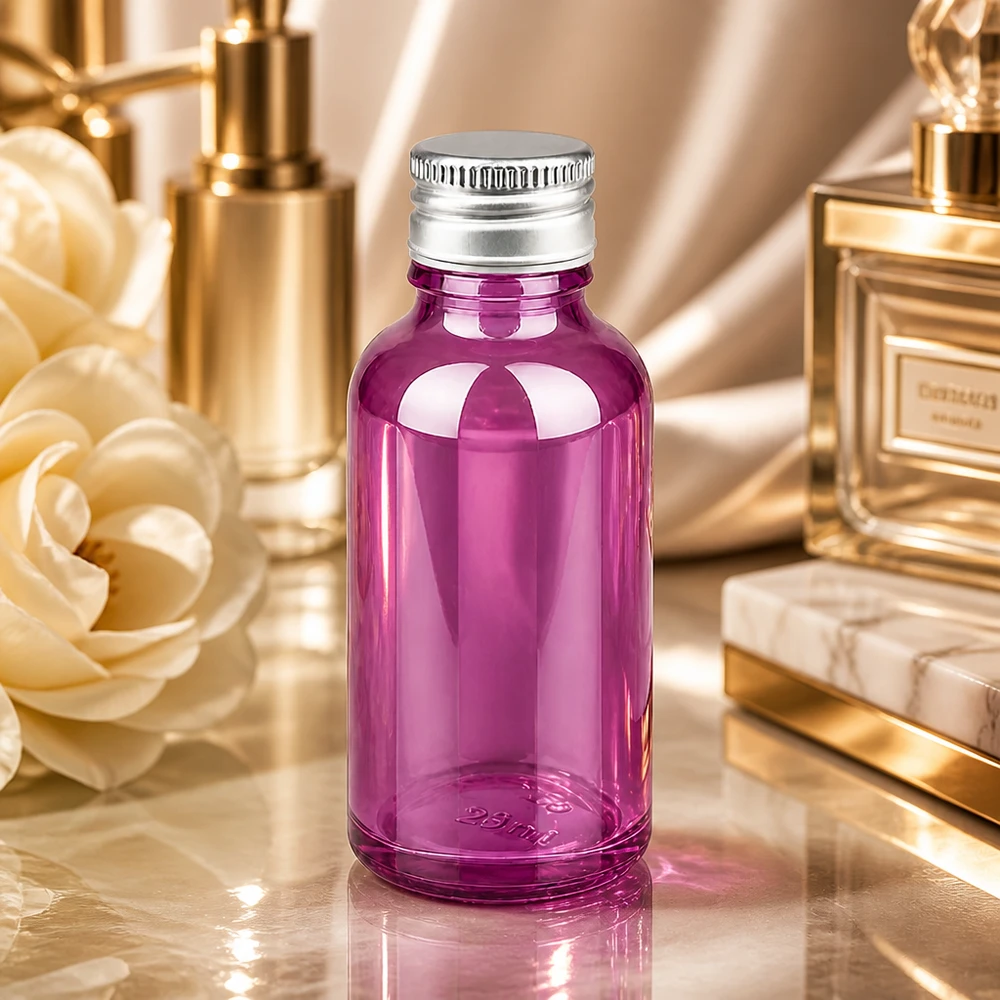 30ml Flasche 11mm Schraubverschluss Alu-Silberer Standard PurpleLine.UT18/30 Violette Apothekerflasche 30ml mit professionellem 11mm Standardgewinde für sichere Lagerung
