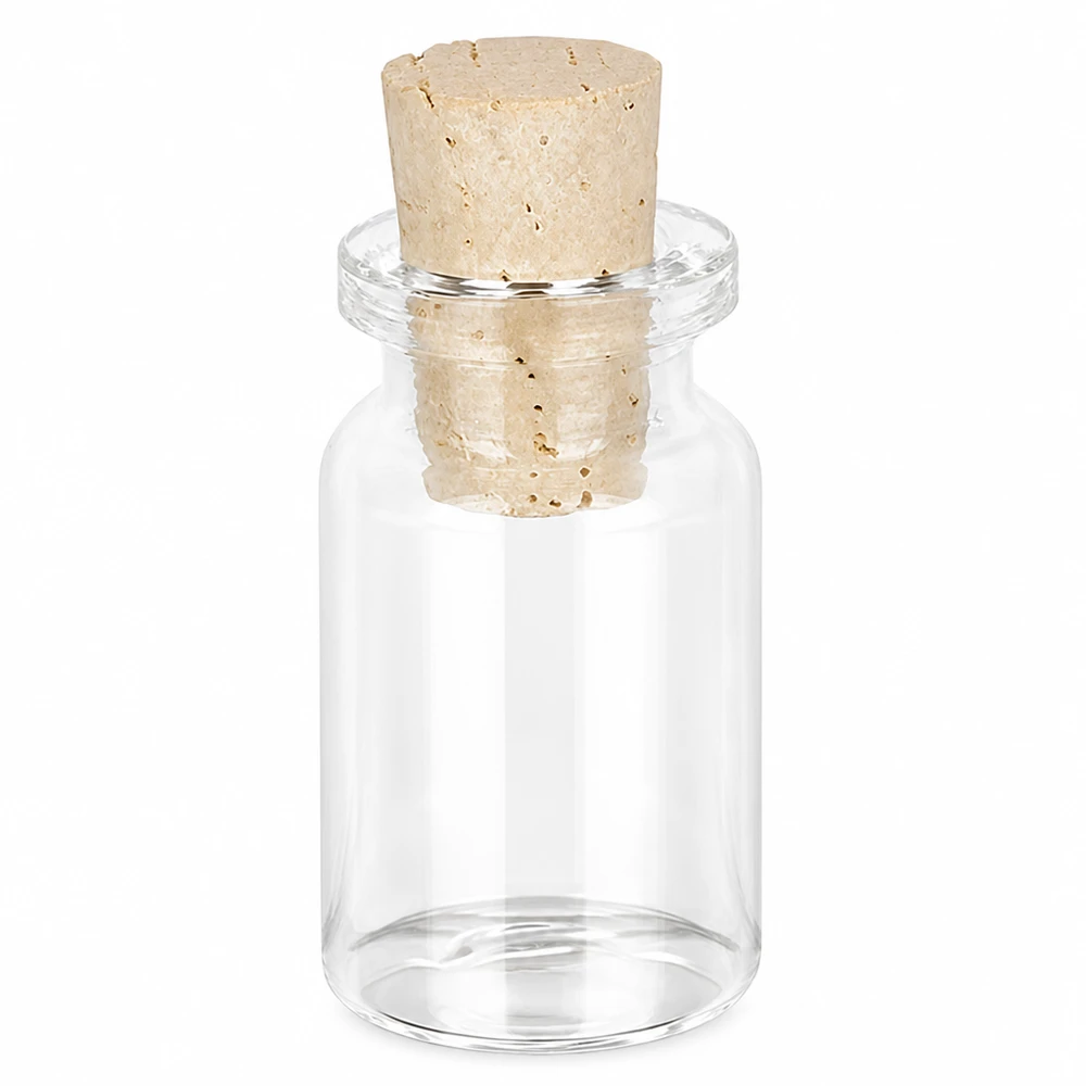 Transparente Glasfläschchen 5ml mit Kork 11/14mm ideal für Hochzeitsgeschenke und DIY