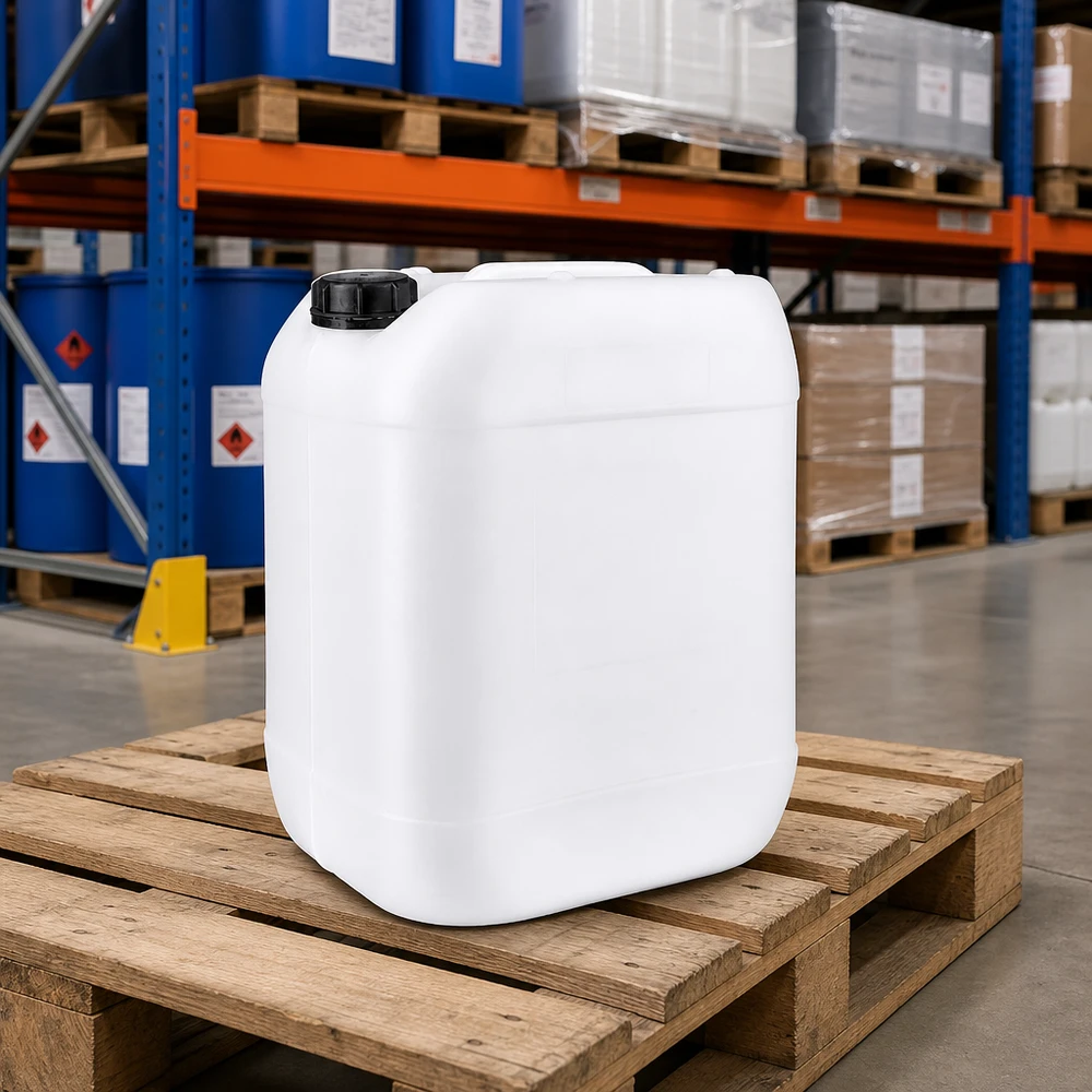 Transparenter HDPE Lagerkanister 20L mit OV-Verschluss für Chemikalien