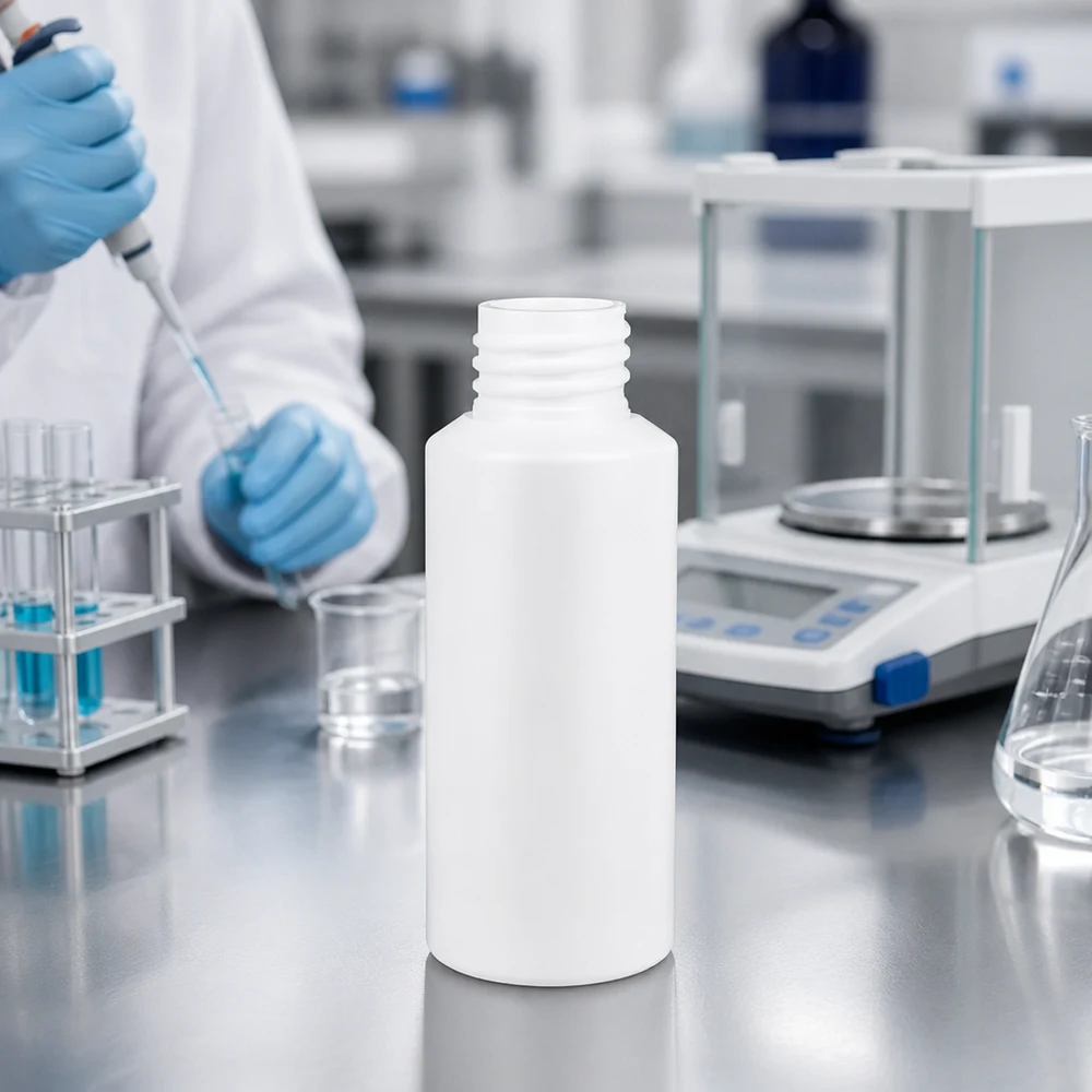 HDPE Pharmaflasche 30ml weiß ohne Deckel mit Gewindeverschluss für Flüssigkeiten und Pulver