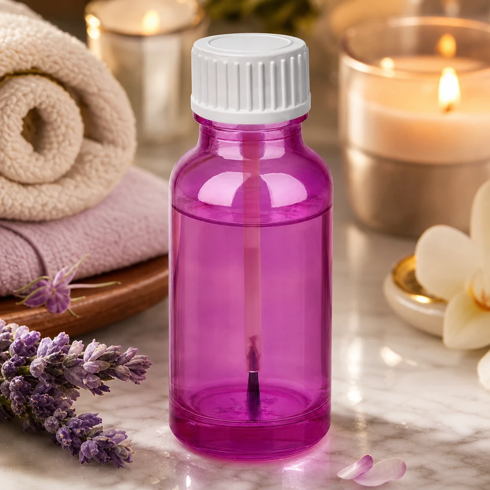 20ml Pinselflasche weiss Standard PurpleLine UT18/20 20ml Kosmetikflasche aus stabilem Glas in leuchtender Purpur-Färbung für den täglichen Gebrauch