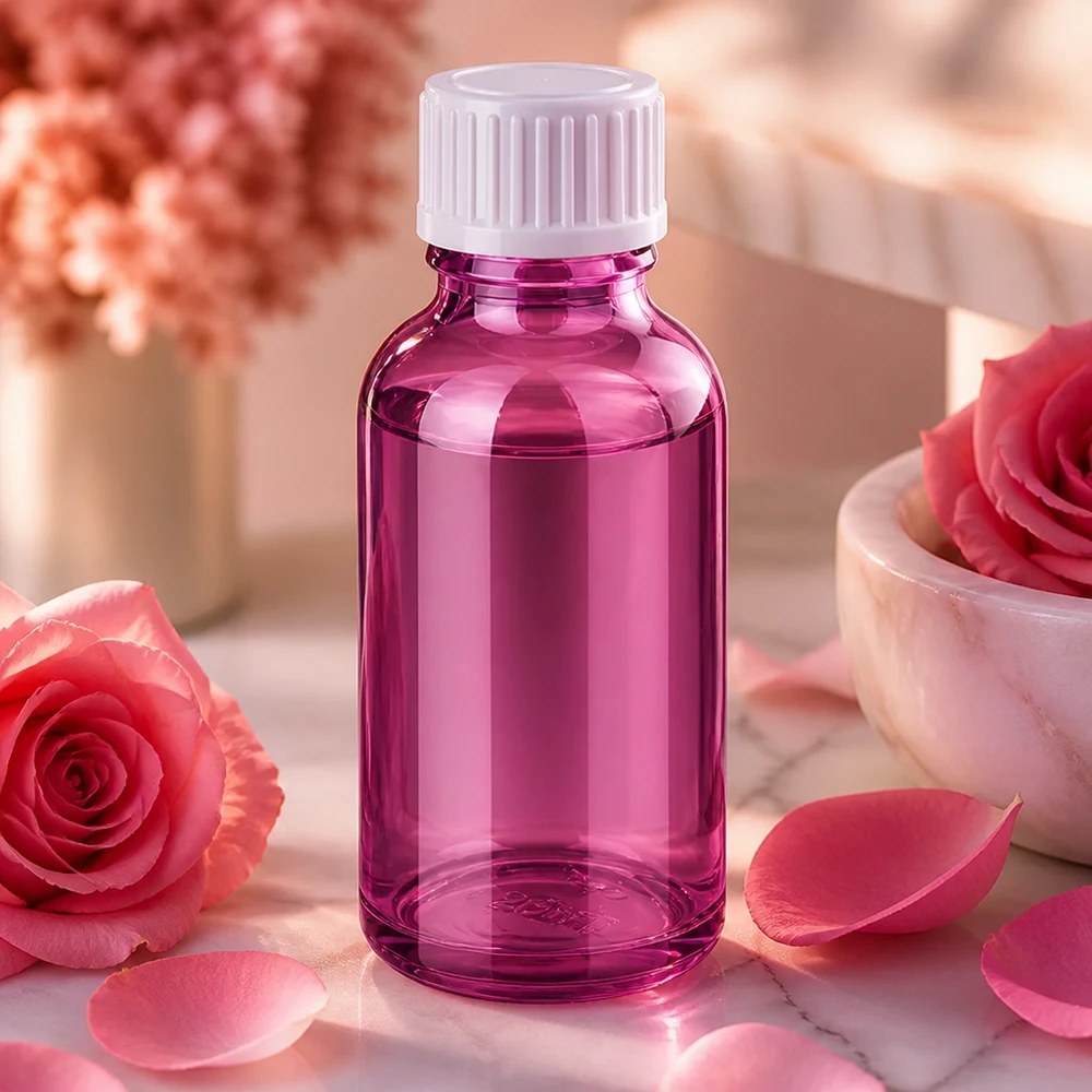 30ml (Globuli)Flasche.. 3mm Giessring weiß Standard PurpleLine. UT18/30 30ml Glasfläschchen in Purpur mit weißem Deckel - perfekt für Parfum und Tinkturen