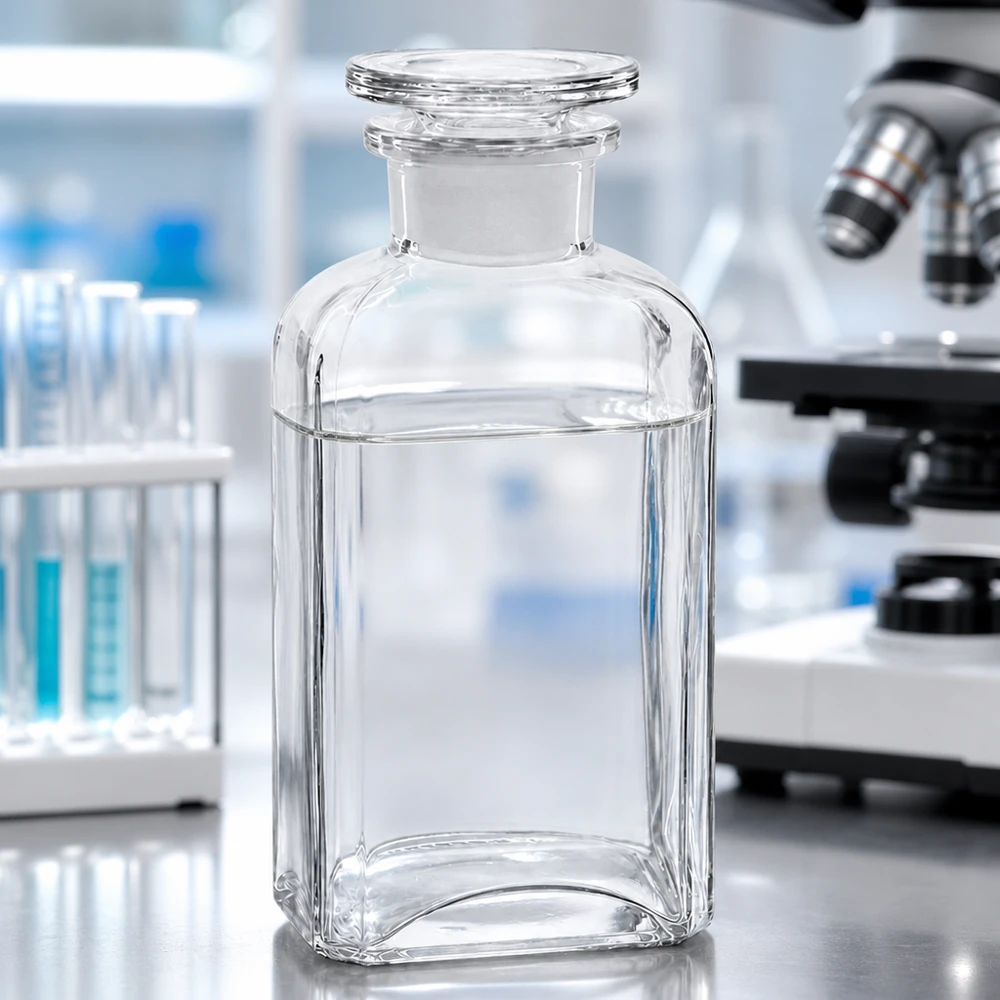 Vierkantflasche 250ml klar Weithals Glasstopfen Borosilikatglas Vierkantflasche 250ml mit flachem Stopfen zur sicheren Aufbewahrung von Lösungen