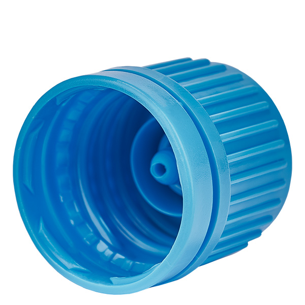 Schraubverschluss, blau, DIN18, mit Originalitätsverschluss