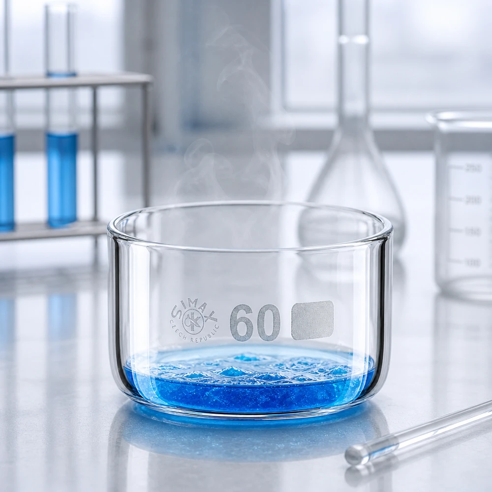 Borosilikatglas Verdampfungsschale 60ml zylindrisch ø60mm tschechische Laborqualität