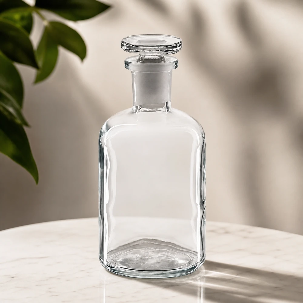 Rundschulterflasche 100ml klar Enghals Glasstopfen Apothekerflasche aus klarem Glas 100ml mit Schliffstopfen Enghals Aufbewahrungsflasche