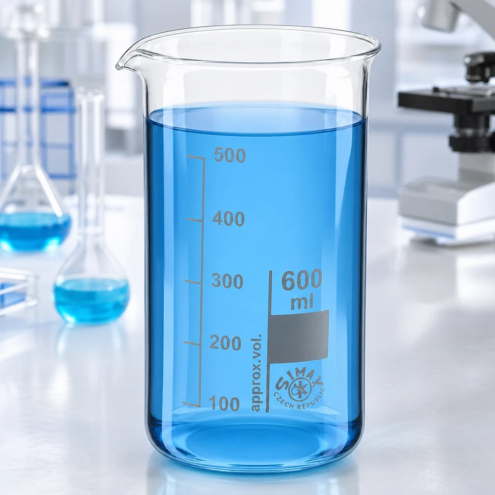 Becherglas 600ml Borosilikatglas, hohe Form Chemiebecher 600ml hohe Form hitzebeständiges Borosilikatglas für Labor und Schule