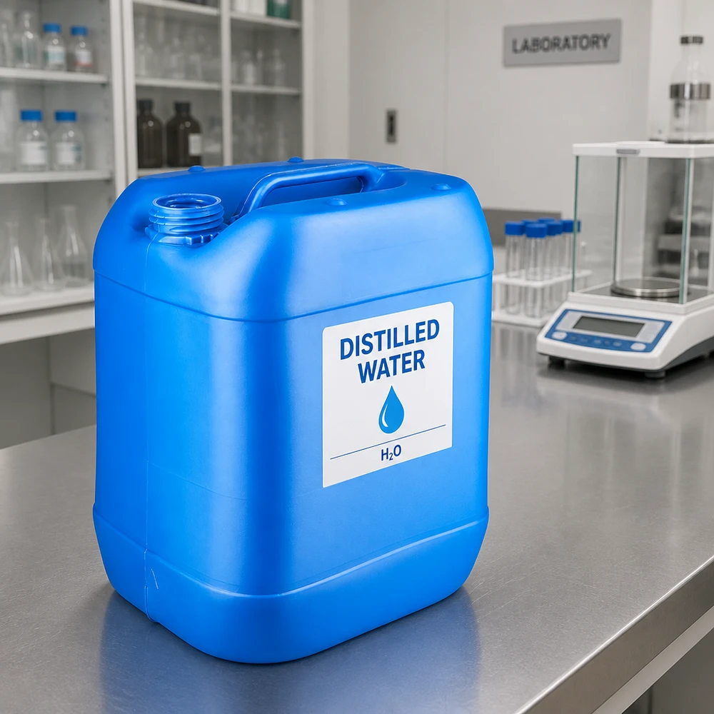 Rechteckiger Kunststoffkanister 20 Liter blau mit Schraubgewinde und integriertem Griff