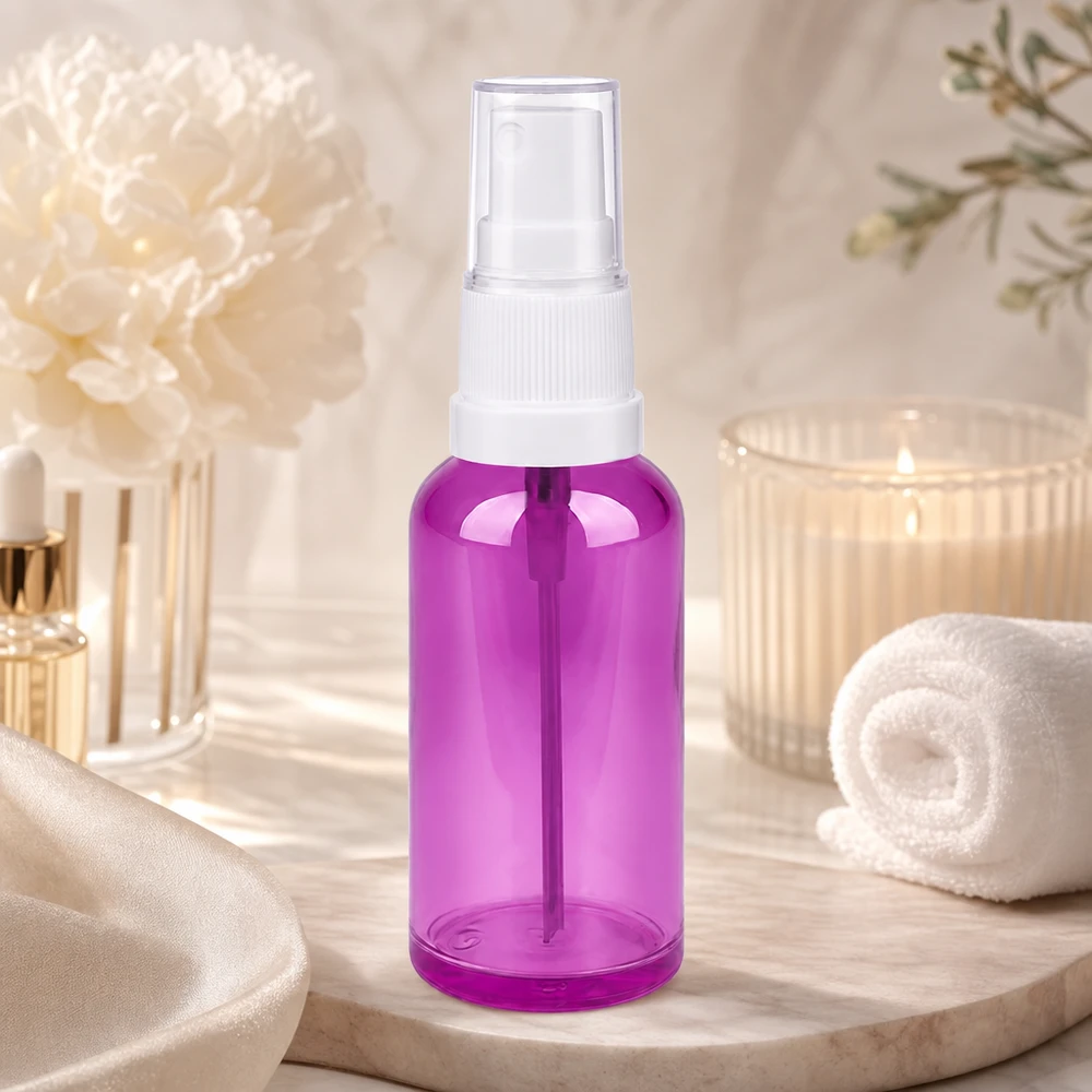 50ml Sprayflasche weiss/transparent Standard PurpleLine UT18/50 50ml Kosmetik Sprayflasche aus transparentem Kunststoff in elegantem Lila-Ton