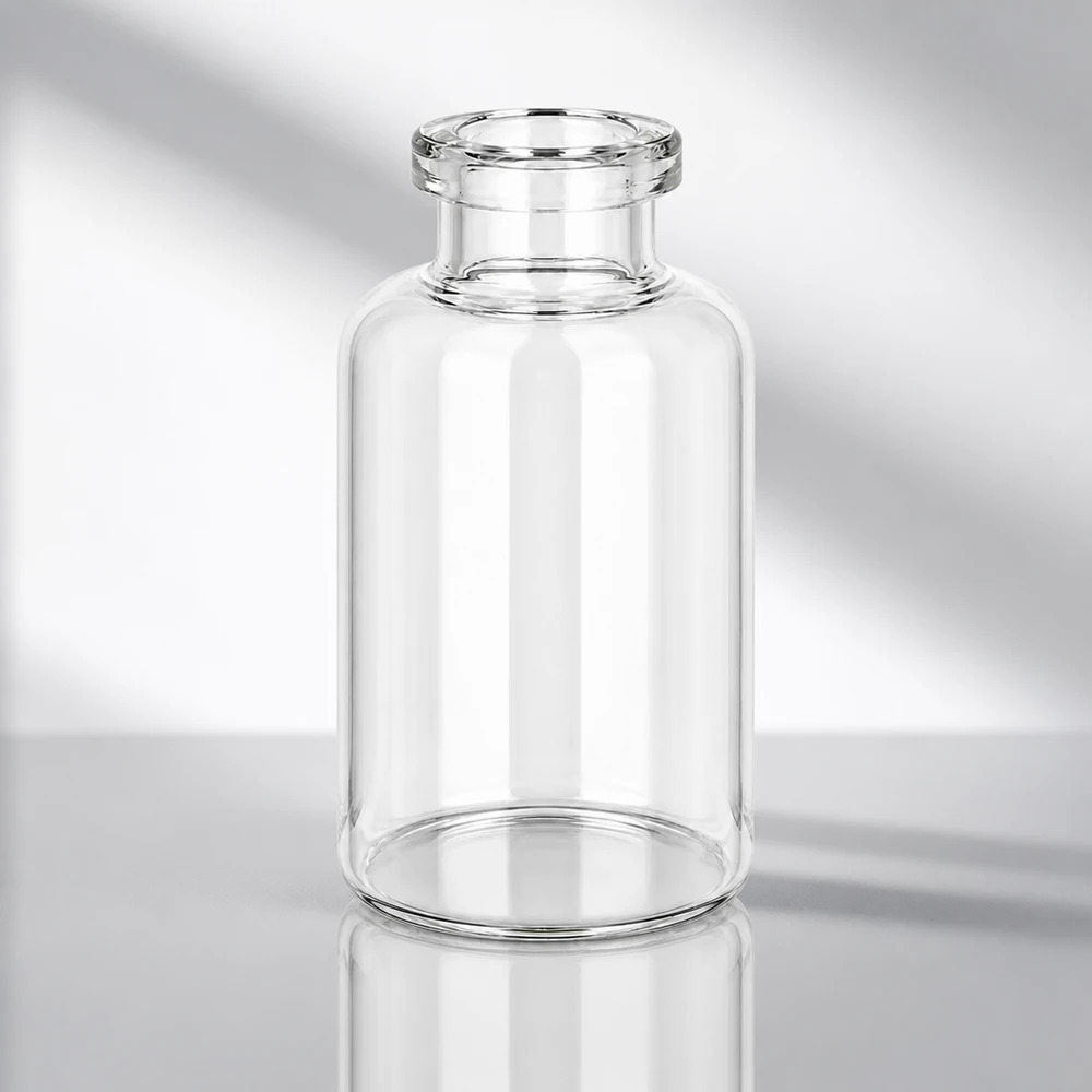 Medizinische Glasflasche 30ml für Injektionslösungen mit spiegelnder Reflexion auf Oberfläche
