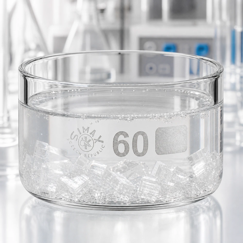 60ml Kristallisierschale ohne Ausguss Borosilikat ø60mm Flache zylindrische Glasschale 60ml Simax Czech Republic für chemische Kristallisation