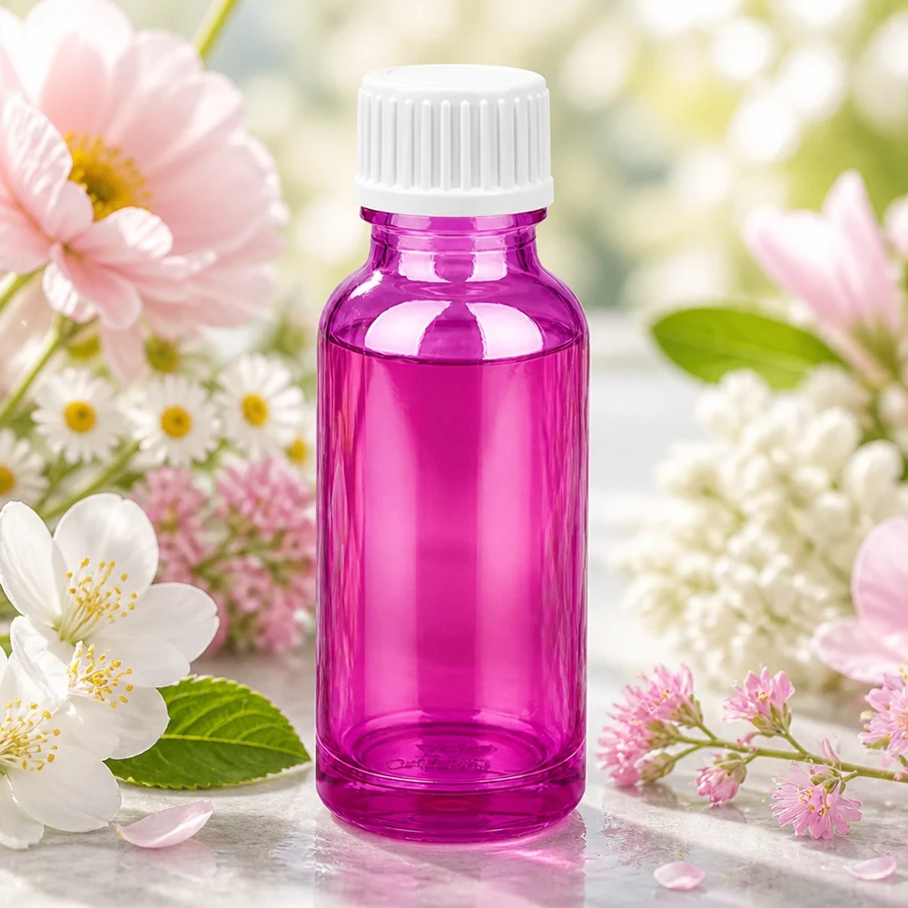 20ml Tropfflasche 0.9mm weiss Standard PurpleLine. UT18/20 20ml Flasche mit Tropfeinsatz 0.9mm in Purple für DIY Kosmetik und Mischungen